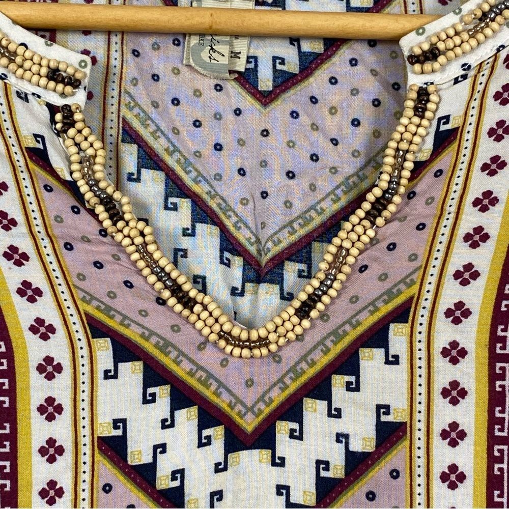 Gimmicks by BKE Womens Multicolored Aztec Dotted Print Long Sleeve Boho Blouse M - Picture 3 of 10